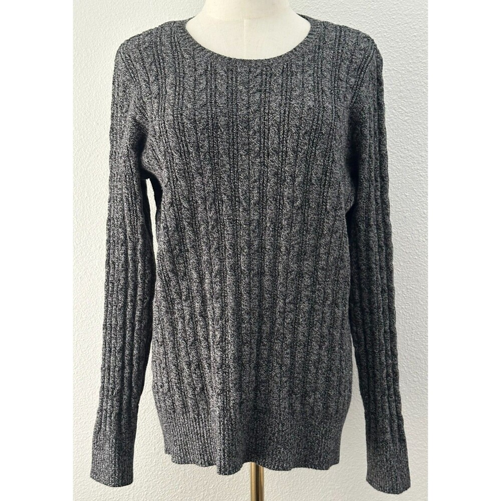 St John’s Bay Chunky Cable Knit Fisherman Sweater XXL Gray Coastal Dark Academia